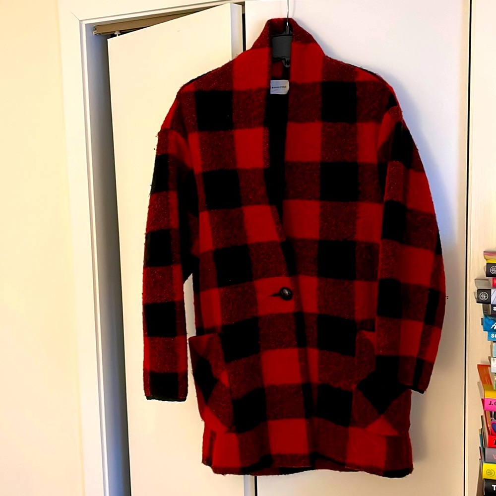 Isabel Marant Etoile buffalo check wool coat size 38